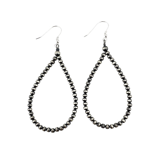 Desert Pearl 3mm Bead Dangle Loop Earrings Sterling Silver