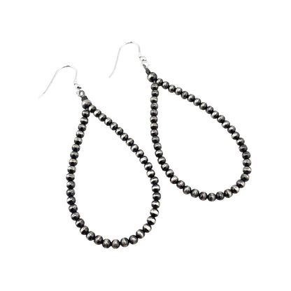 Desert Pearl 3mm Bead Dangle Loop Earrings Sterling Silver