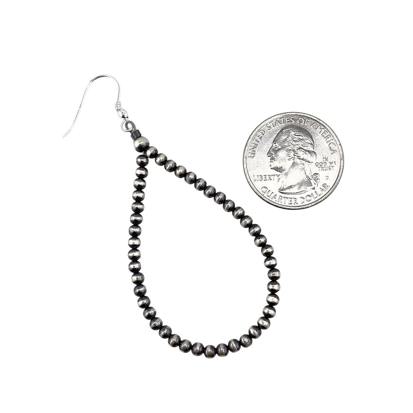 Desert Pearl 3mm Bead Dangle Loop Earrings Sterling Silver