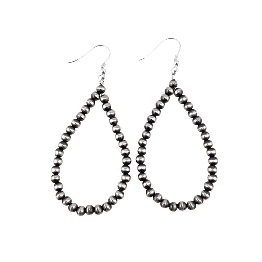 Desert Pearl 4mm Bead Dangle Loop Earrings Sterling Silver