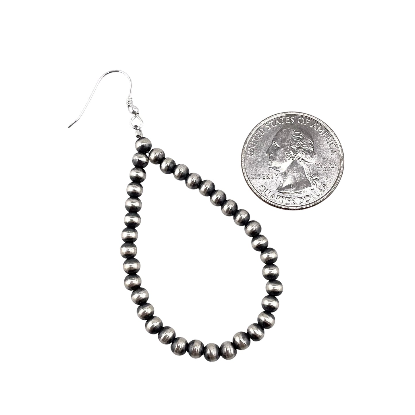 Desert Pearl 4mm Bead Dangle Loop Earrings Sterling Silver