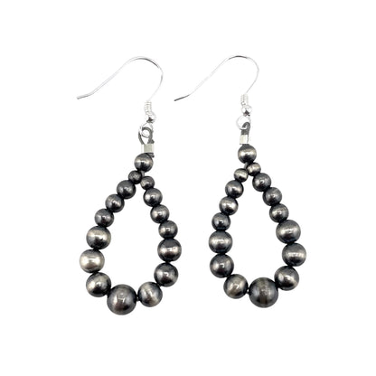Desert Pearl Bead Dangle Loop Earrings Sterling Silver