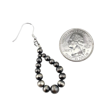 Desert Pearl Bead Dangle Loop Earrings Sterling Silver