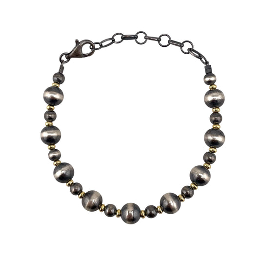 Desert Pearl 5mm & 8mm Bead Bracelet Sterling Silver & 12K Gold Filled