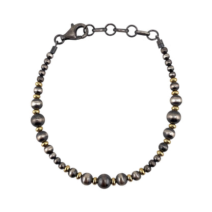 Desert Pearl Mixed Graduated Bead Bracelet Sterling Silver & 12K Gold Filled