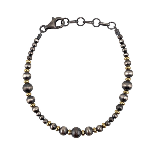 Desert Pearl Mixed Graduated Bead Bracelet Sterling Silver & 12K Gold Filled