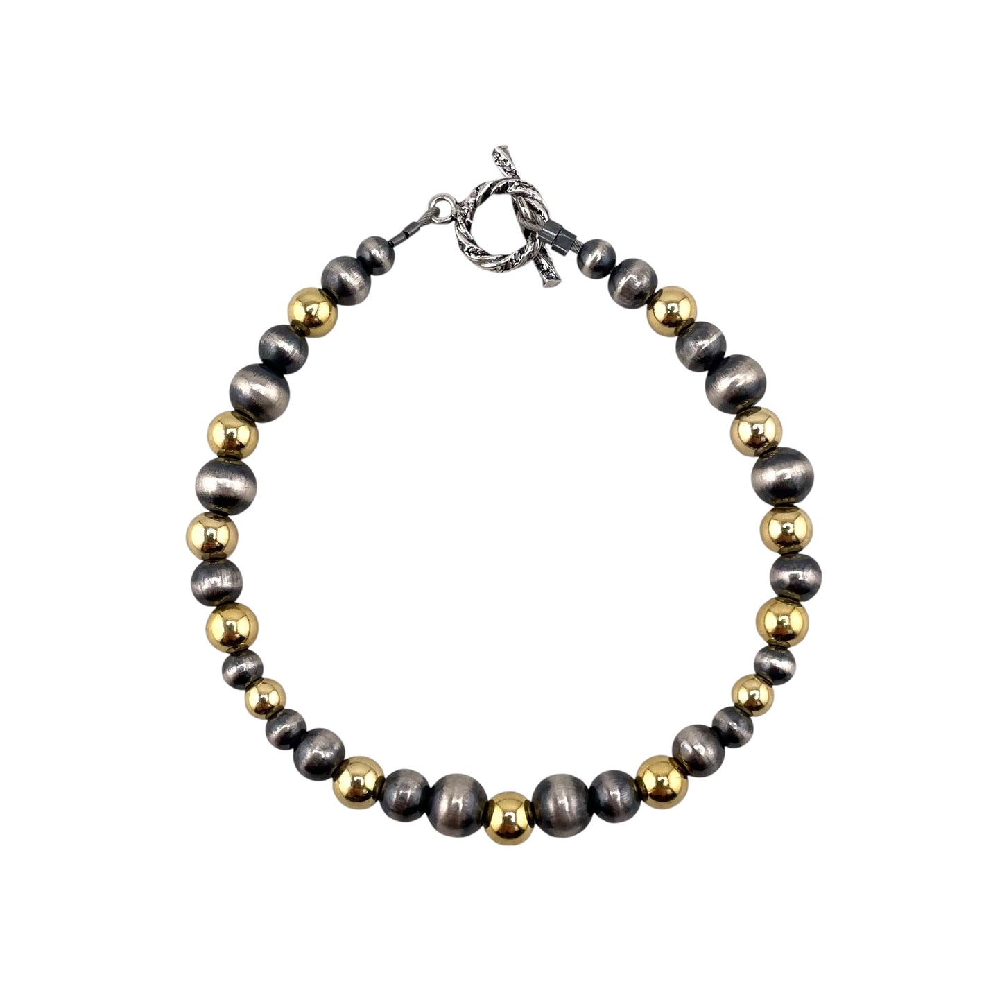 Mixed Beads Desert Pearl Toggle Bracelet Sterling Silver & 12K Gold Filled