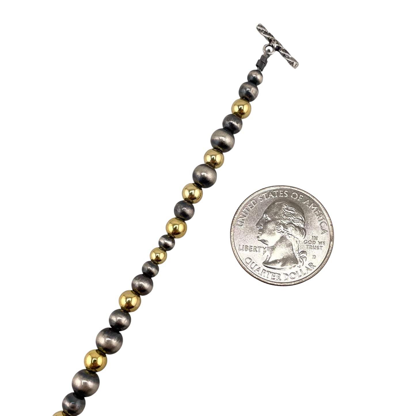Mixed Beads Desert Pearl Toggle Bracelet Sterling Silver & 12K Gold Filled