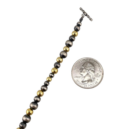 Mixed Beads Desert Pearl Toggle Bracelet Sterling Silver & 12K Gold Filled