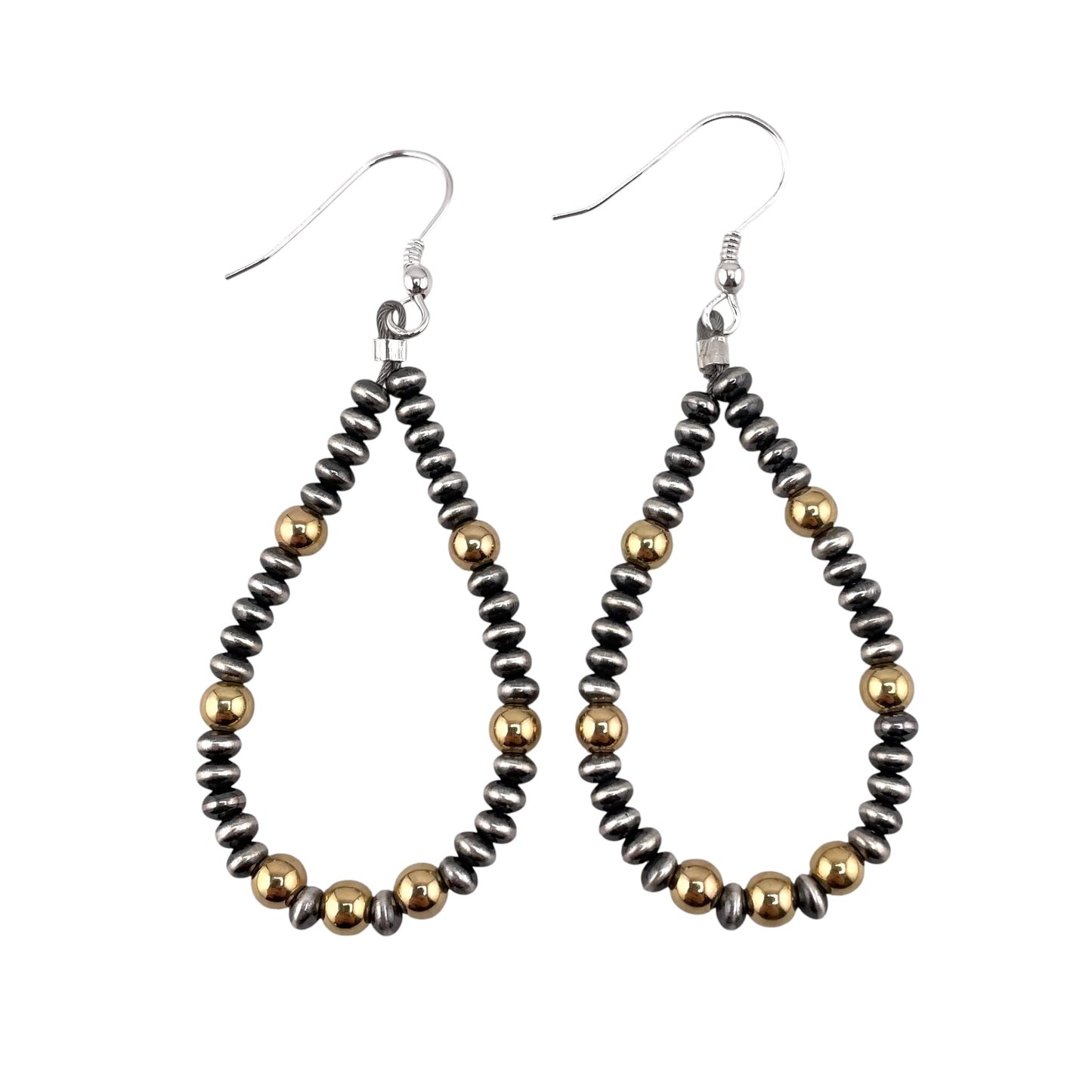 Desert Pearl Mixed Bead Tear Drop Earrings Sterling Silver & 12K Gold Filled