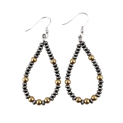 Desert Pearl Mixed Bead Tear Drop Earrings Sterling Silver & 12K Gold Filled