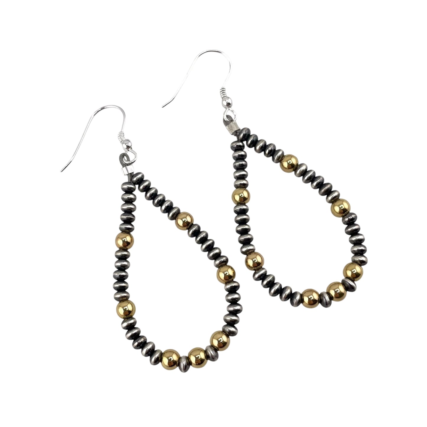 Desert Pearl Mixed Bead Tear Drop Earrings Sterling Silver & 12K Gold Filled