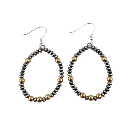 Desert Pearl Mixed Bead Hoop Earrings Sterling Silver & 12K Gold Filled