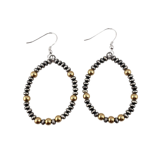 Desert Pearl Mixed Bead Hoop Earrings Sterling Silver & 12K Gold Filled