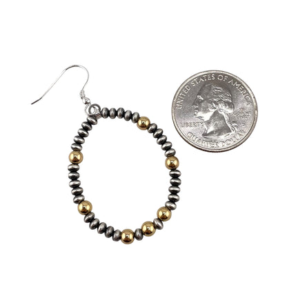 Desert Pearl Mixed Bead Hoop Earrings Sterling Silver & 12K Gold Filled