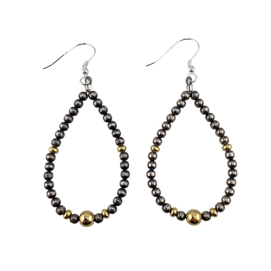 Desert Pearl Bead Tear Drop Earrings Sterling Silver & 12K Gold Filled