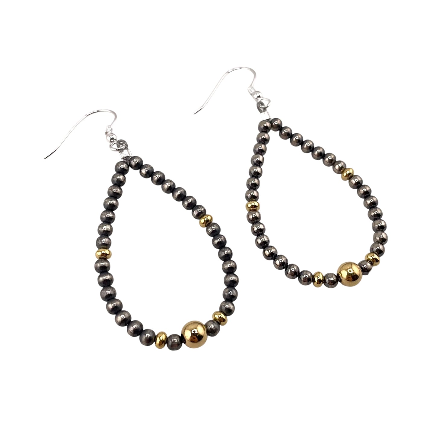 Desert Pearl Bead Tear Drop Earrings Sterling Silver & 12K Gold Filled