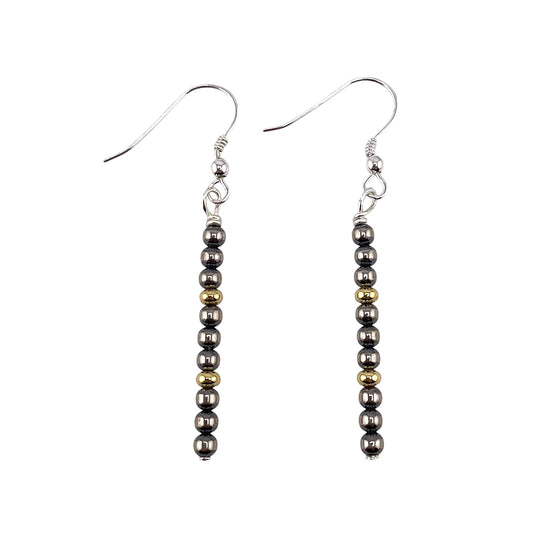 Desert Pearl Bead 3mm Stick Earrings Sterling Silver & 12K Gold Filled