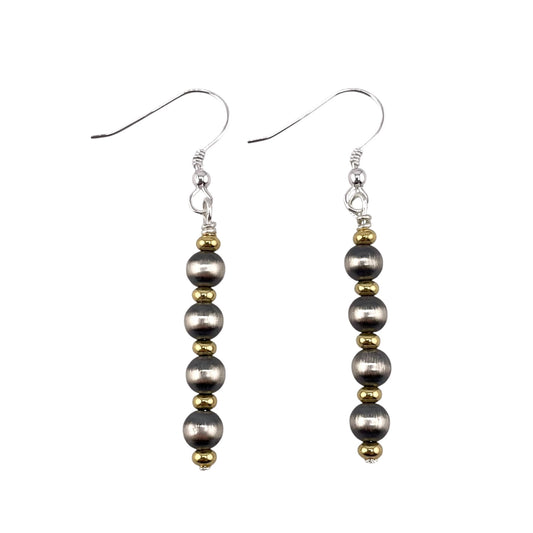 Desert Pearl Bead 5mm Drop Earrings Sterling Silver & 12K Gold Filled