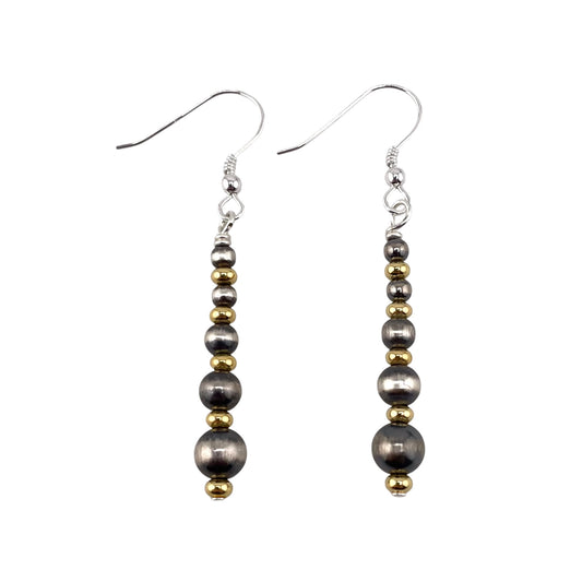 Desert Pearl Bead Graduated Drop Earrings Sterling Silver & 12K Gold Filled