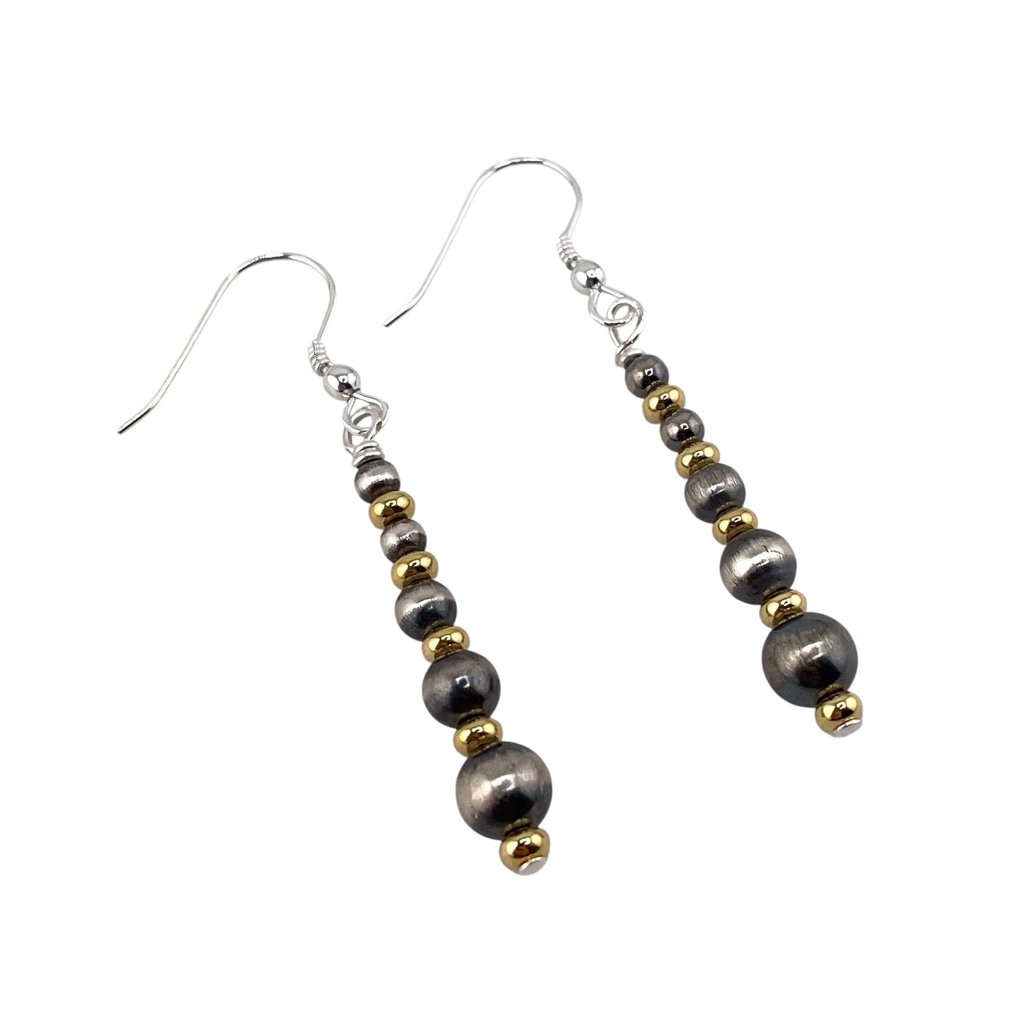 Desert Pearl Bead Graduated Drop Earrings Sterling Silver & 12K Gold Filled