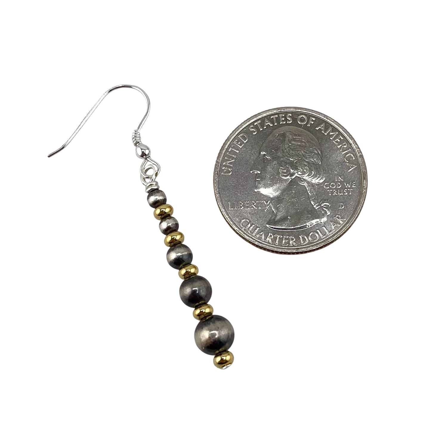 Desert Pearl Bead Graduated Drop Earrings Sterling Silver & 12K Gold Filled