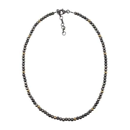 Desert Pearl 4mm Bead Necklace Sterling Silver & 12K Gold Filled