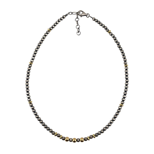 Desert Pearl Mix Bead Necklace Sterling Silver & 12K Gold Filled