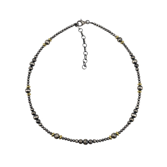 Desert Pearl Mix Graduated Bead Necklace Sterling Silver & 12K Gold Filled