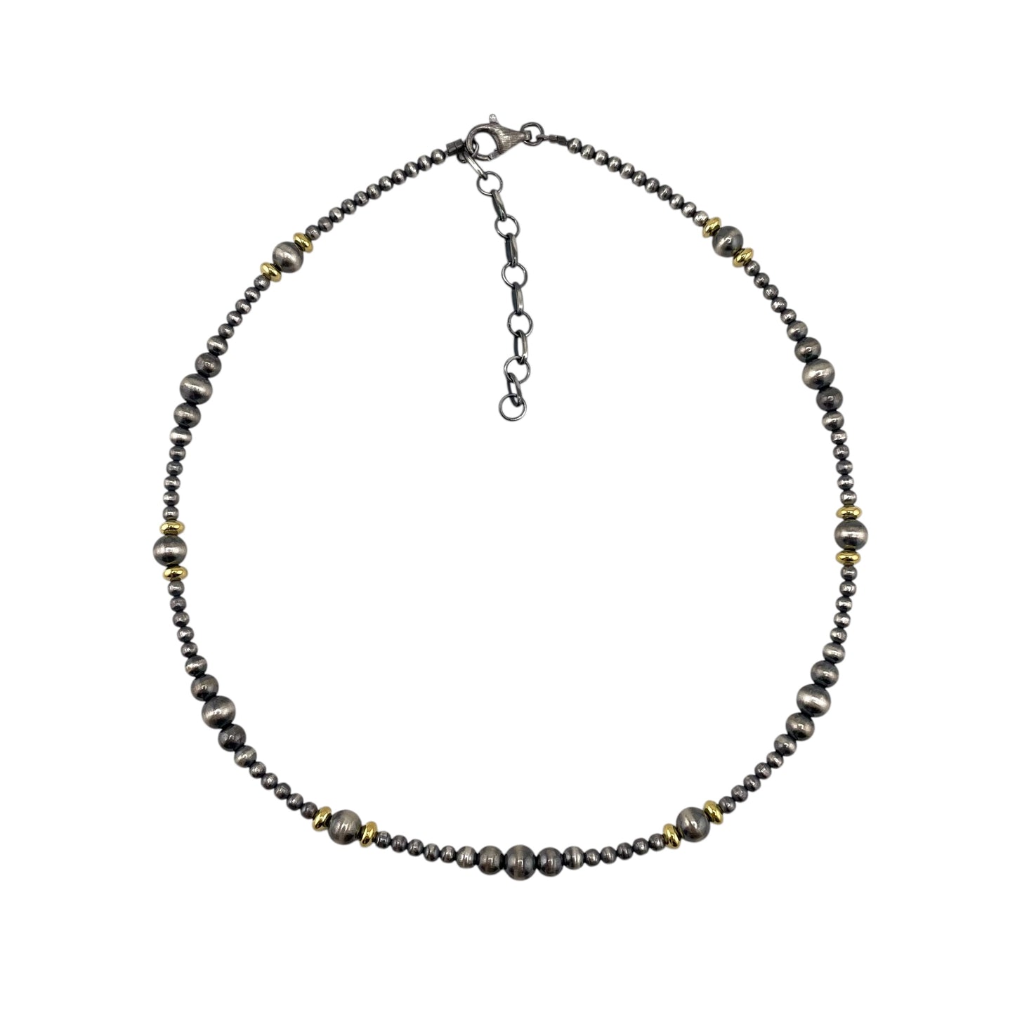 Desert Pearl Mix Graduated Bead Necklace Sterling Silver & 12K Gold Filled