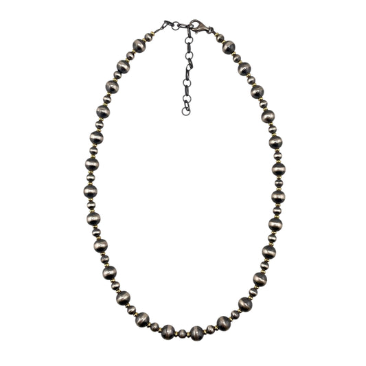 Desert Pearl 5mm & 8mm Bead Necklace Sterling Silver & 12K Gold Filled