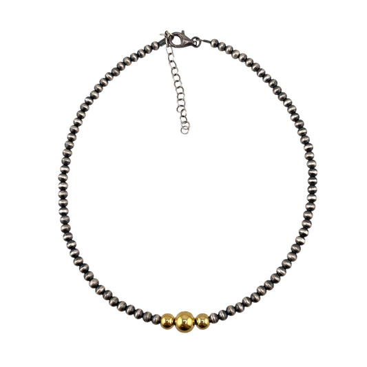 Desert Pearl Mix Bead Necklace Sterling Silver & 12K Gold Filled