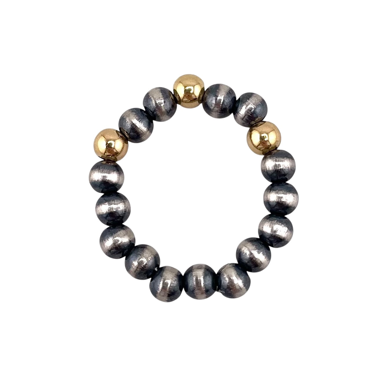 Desert Pearl Bead Stretch Ring Sterling Silver & 12K Gold Filled