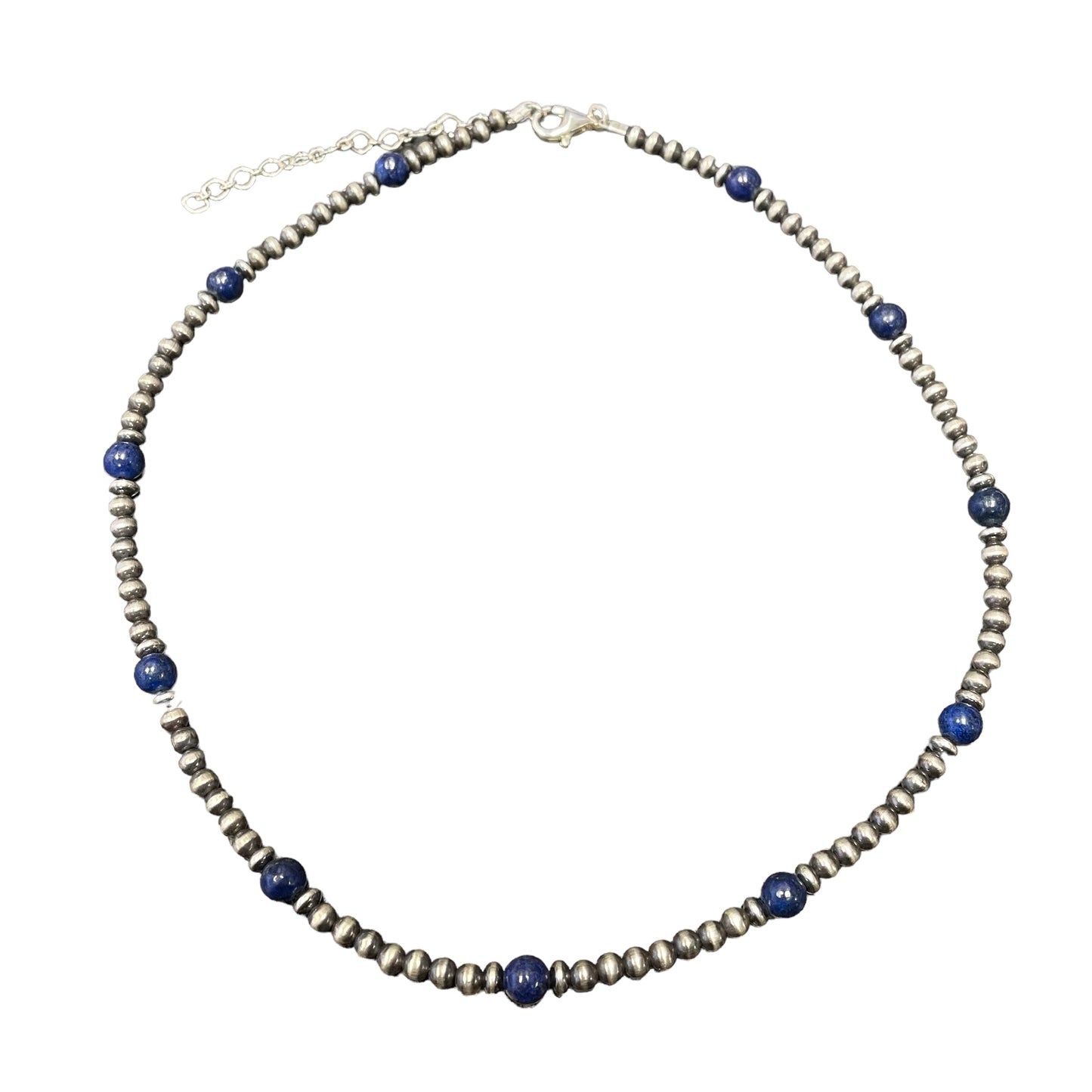 Lapis Desert Pearl Bead Necklace Sterling Silver