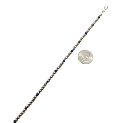 Lapis Desert Pearl Bead Necklace Sterling Silver