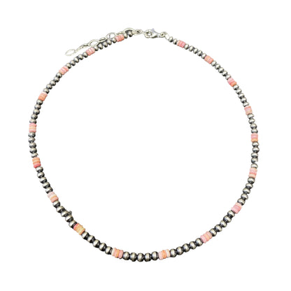 Pink Conch Desert Pearl Bead Necklace Sterling Silver