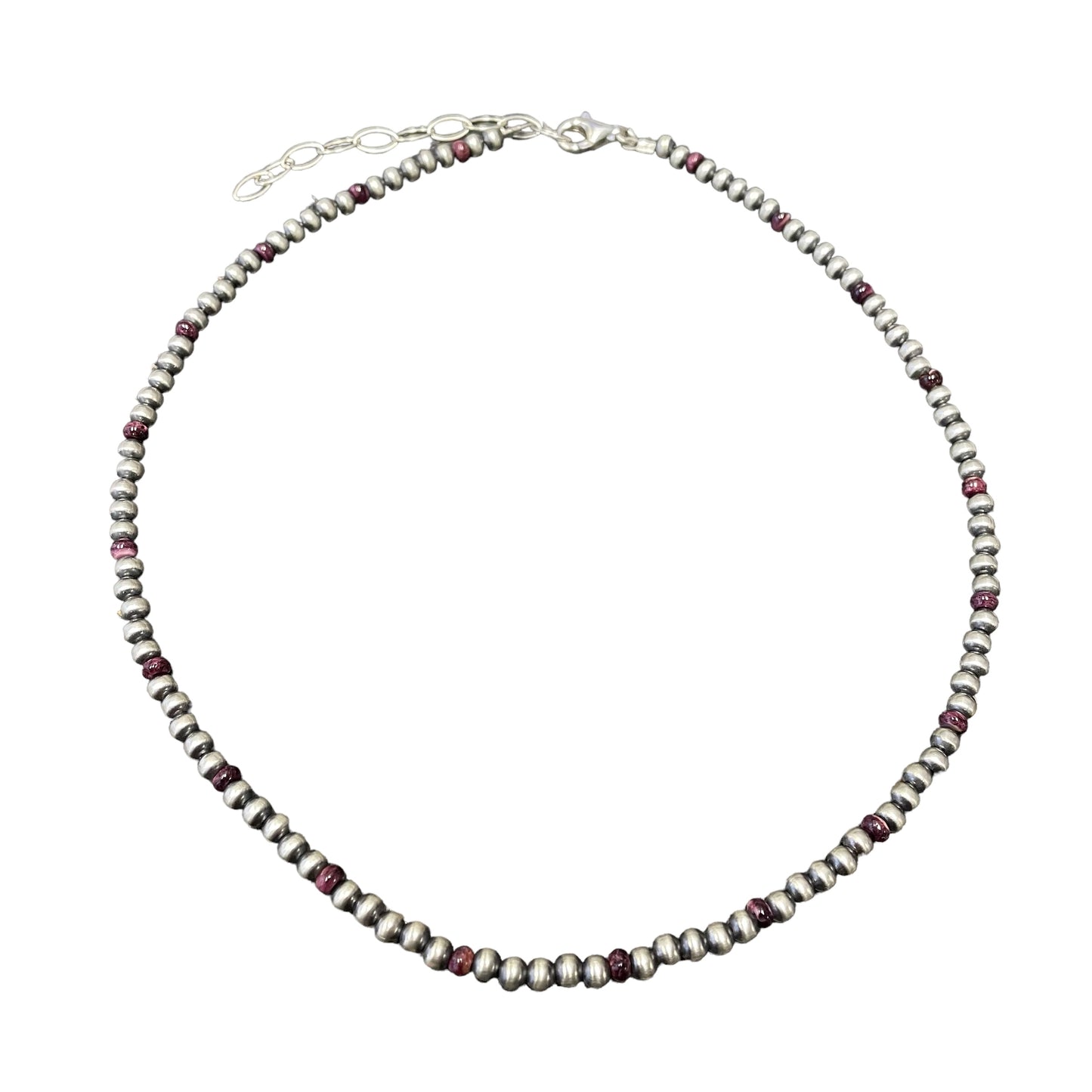 Purple Spiny Oyster Desert Pearl Bead Necklace Sterling Silver