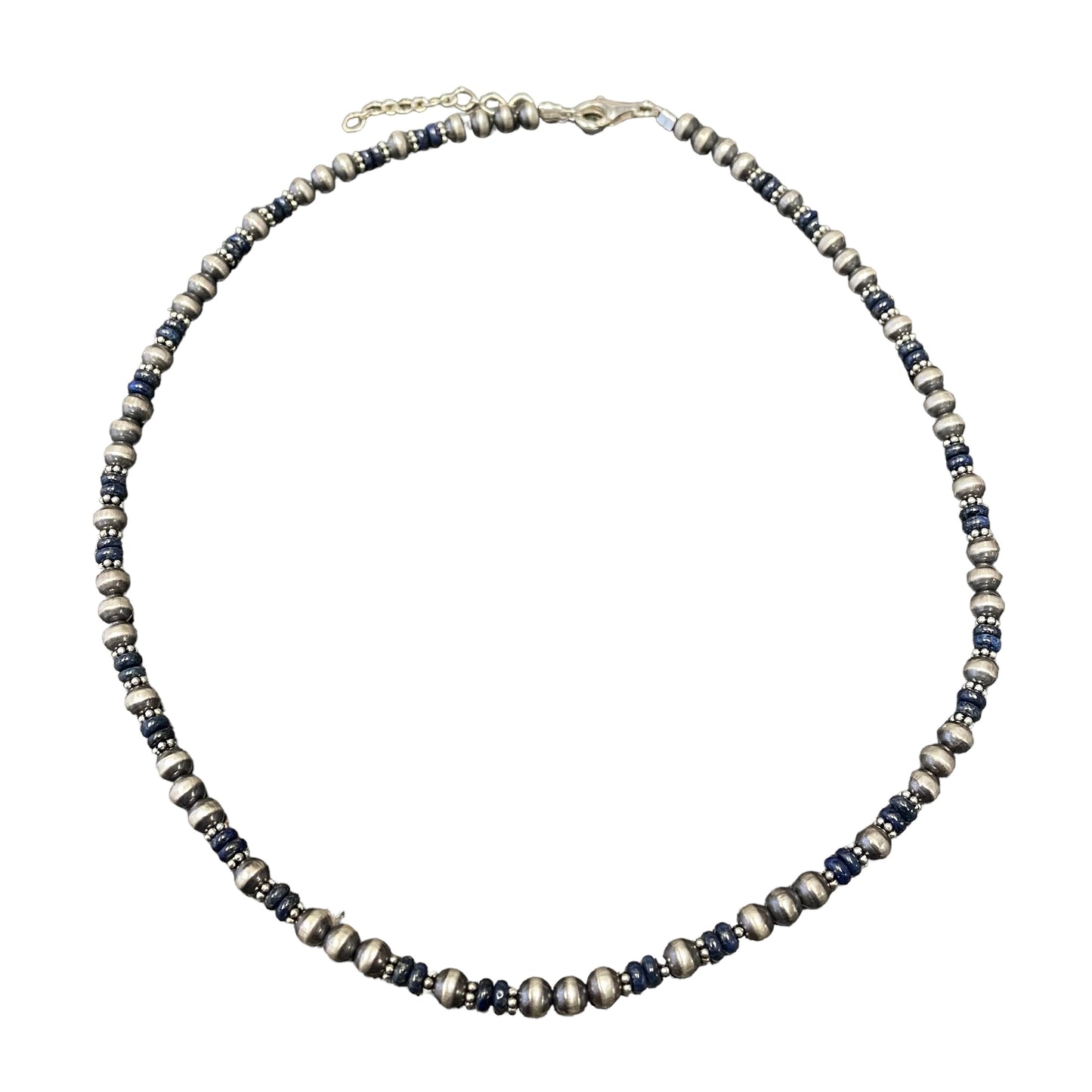 Lapis Desert Pearl Bead Necklace Sterling Silver