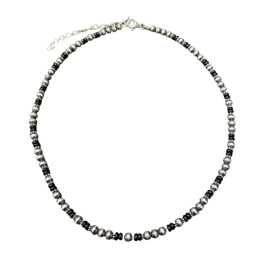 Onyx Desert Pearl Bead Necklace Sterling Silver