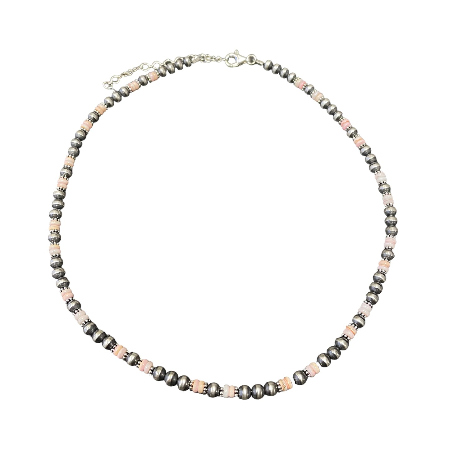 Pink Conch Desert Pearl Bead Necklace Sterling Silver