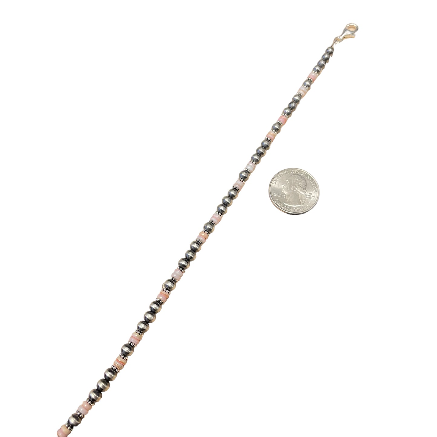 Pink Conch Desert Pearl Bead Necklace Sterling Silver