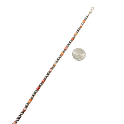Orange Spiny Oyster Desert Pearl Bead Necklace Sterling Silver