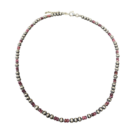 Purple Spiny Oyster Desert Pearl Bead Necklace Sterling Silver