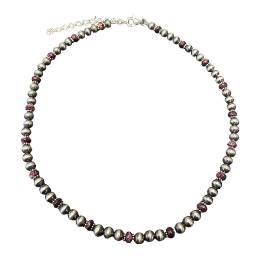 Purple Spiny Oyster Desert Pearl Bead Necklace Sterling Silver