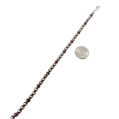 Purple Spiny Oyster Desert Pearl Bead Necklace Sterling Silver