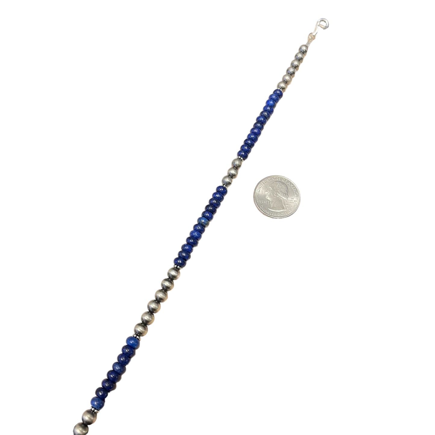 Lapis Desert Pearl Bead Necklace Sterling Silver