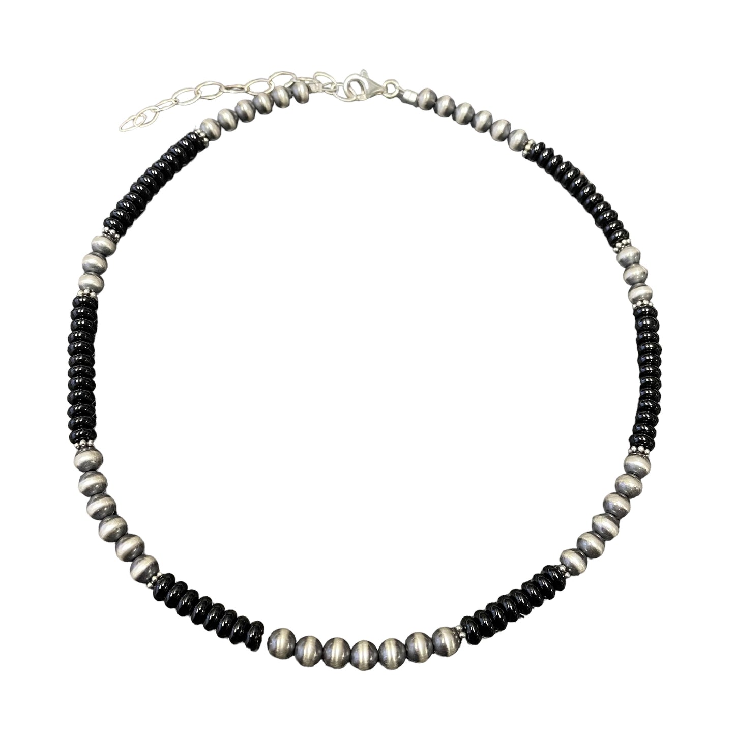 Onyx Desert Pearl Bead Necklace Sterling Silver