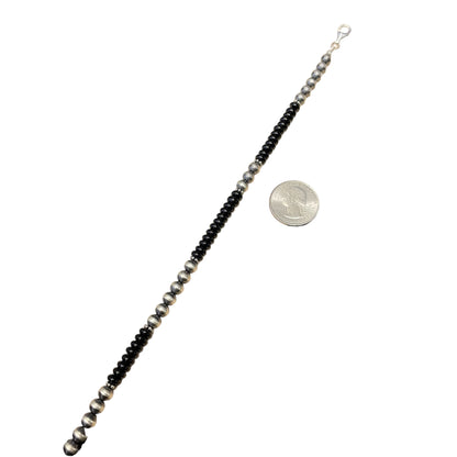 Onyx Desert Pearl Bead Necklace Sterling Silver