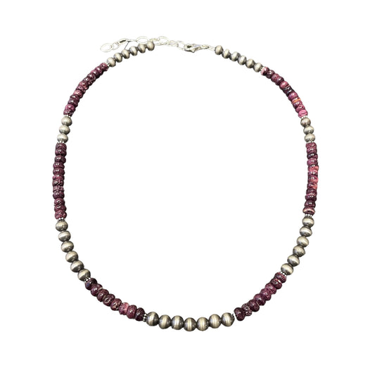 Purple Spiny Oyster Desert Pearl Bead Necklace Sterling Silver