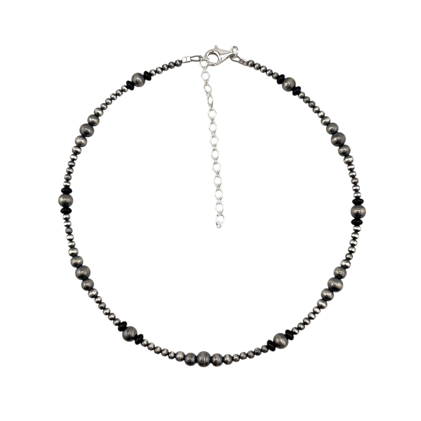 Onyx Desert Pearl Bead Necklace Sterling Silver